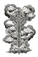 cross with cloud behind it tattoo design idea