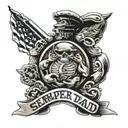 Marine corps emblem semper Fi Dad holding hands with son tattoo design idea