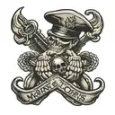 Marine corps emblem semper Fi Dad holding hands with son tattoo design idea