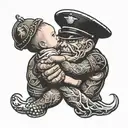 Marine corps emblem semper Fi Dad holding hands with son tattoo design idea