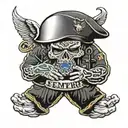 Marine corps emblem semper Fi Dad holding hands with son tattoo design idea