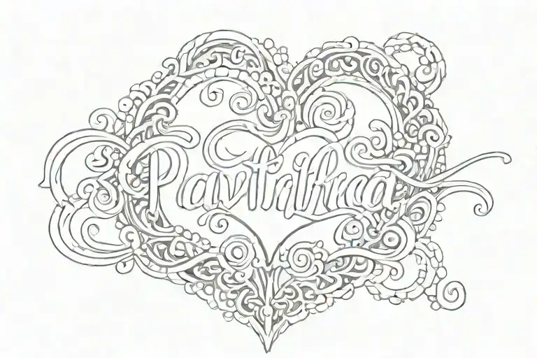 pavithra name with 0625 number with heart pulse coming tattoo design idea