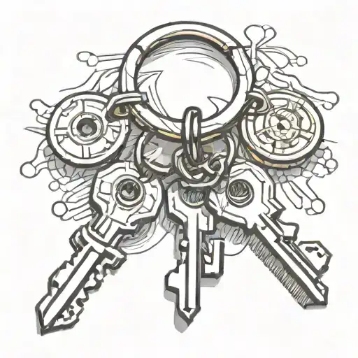 a single key ring with 4 keys on the key ring, make the keys more normal  tattoo design idea