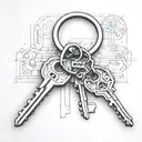 a single key ring with 4 keys on the key ring, make the keys more normal  tattoo design idea