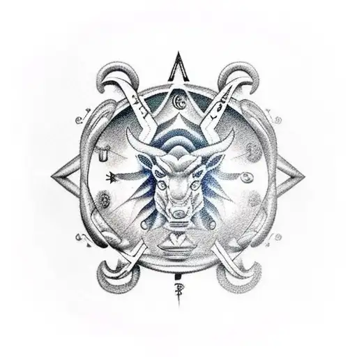 signo zodiacal tauro y Sagitario  tattoo design idea