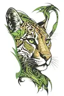 cougar with green eyes tattoo design idea
