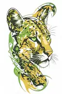cougar with green eyes tattoo design idea
