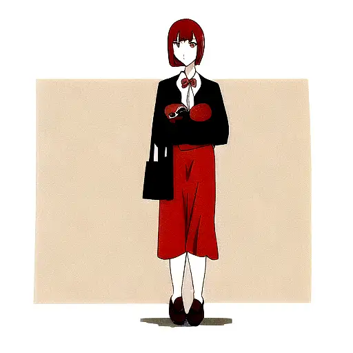 yumeko jabami holding onto a strong demo human character in the streets of tokyo tattoo design idea