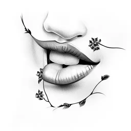 lips bitting cherry tattoo design idea