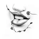 lips bitting cherry tattoo design idea