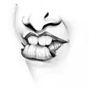 lips bitting cherry tattoo design idea