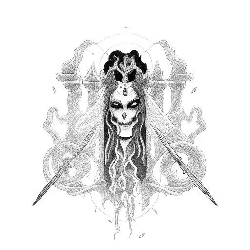 Hades and Persephone in the underworld tattoo design idea