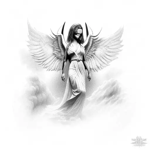 female angel with 222 numbers  tattoo design idea