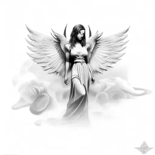 female angel with 222 numbers in the image tattoo design idea