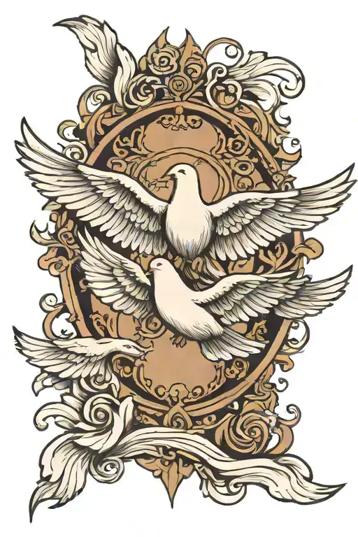 scripture and dove flying tattoo design idea