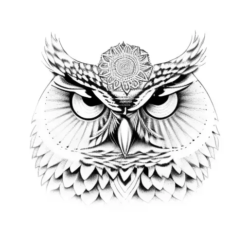 owl with a spiritual belief of mandalas art tattoo design idea