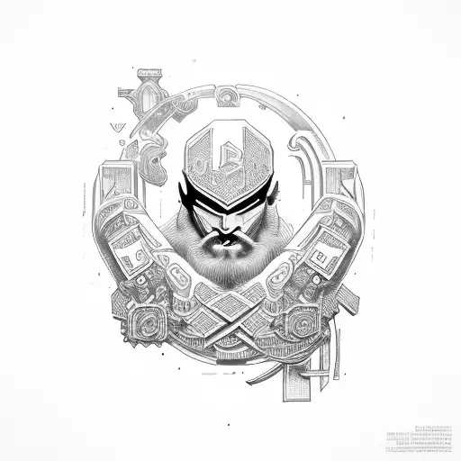 letters M and V strong men figure tattoo design idea