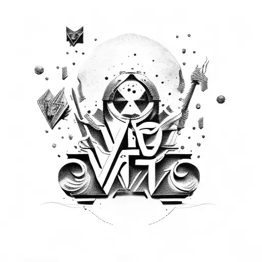 rock&roll with letters M an V tattoo design idea