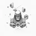 letters M and V strong men figure tattoo design idea