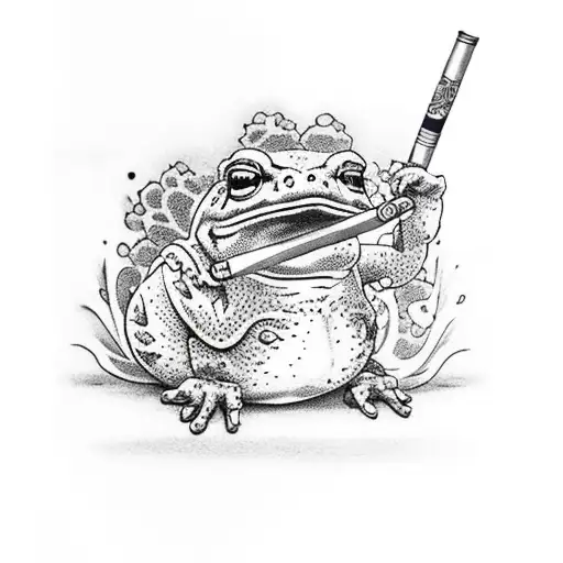 Toad with a cigar tattoo design idea