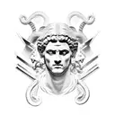 roman, greek, gods, mythology, ares, afrodite, snakes, columns tattoo design idea