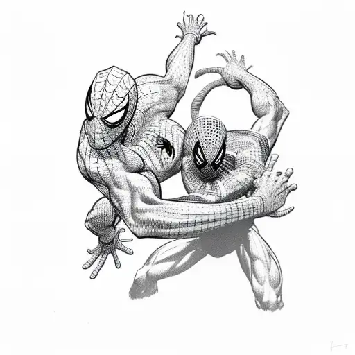 spiderman and Venom fighting tattoo design idea