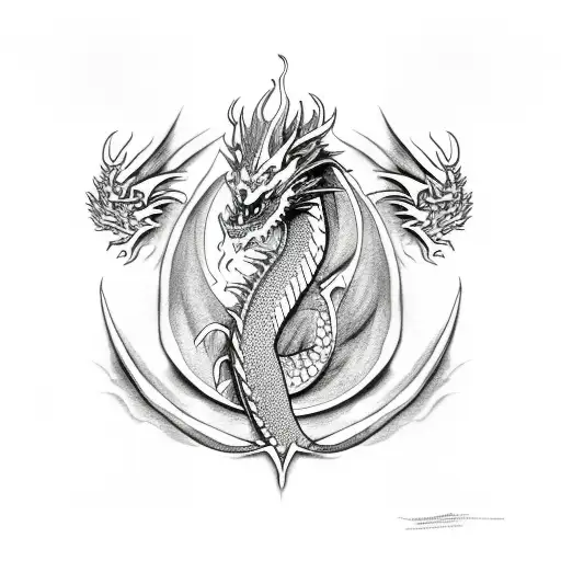 Dragon with flames tattoo design idea