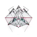 geometric triangles with mountains breaking line barrier tattoo design idea