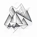 geometric triangles with mountains breaking line barrier tattoo design idea