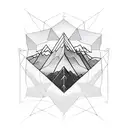 geometric triangles with mountains breaking line barrier tattoo design idea