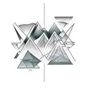 geometric triangles with mountains breaking line barrier tattoo design idea