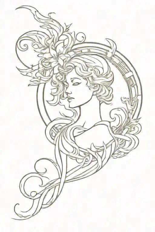 Astral art nouveau style tattoo tattoo design idea