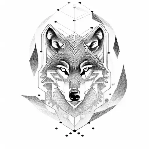 A wolf running through a forest of binary code tattoo design idea