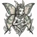 jessica rabit style character, emerging as a sort of butterfly tattoo design idea