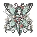 jessica rabit style character, emerging as a sort of butterfly tattoo design idea