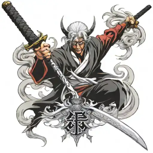 jin sakai, bankai ichigo sword, battle tattoo design idea