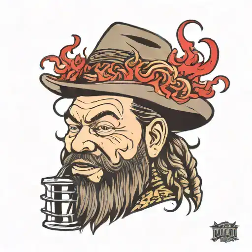 bray wyatt head lantern with red flames  tattoo design idea