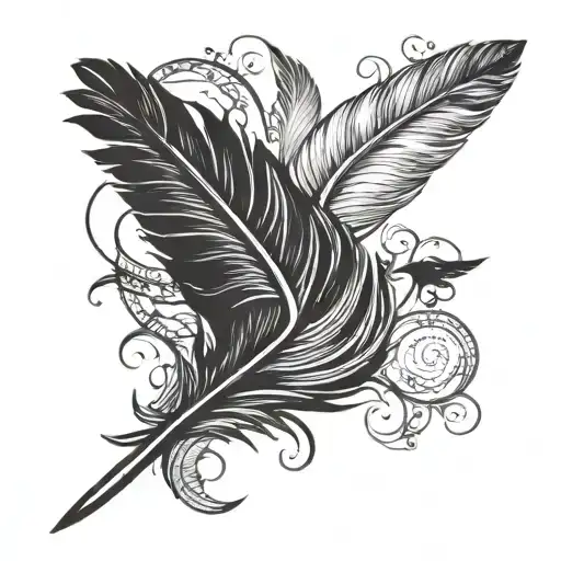 feather and bird flying tattoo design idea
