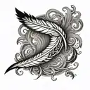 feather and bird flying tattoo design idea