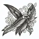 feather and bird flying tattoo design idea