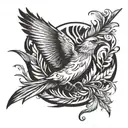 feather and bird flying tattoo design idea