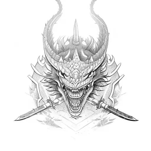 Samurai fighting a dragon tattoo design idea