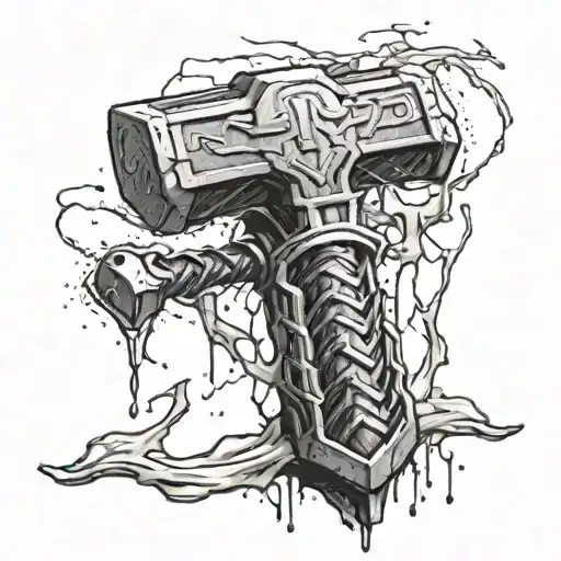 Thor's hammer with claw marks all across tattoo design idea