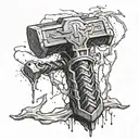 Thor's hammer with claw marks all across tattoo design idea