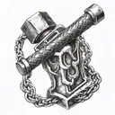 Thor's hammer with claw marks all across tattoo design idea