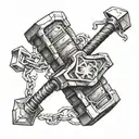 Thor's hammer with claw marks all across tattoo design idea