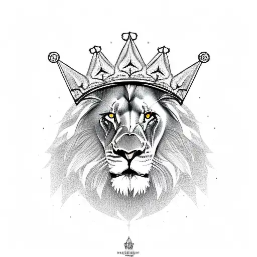 lion, with a crown, very fierce  tattoo design idea