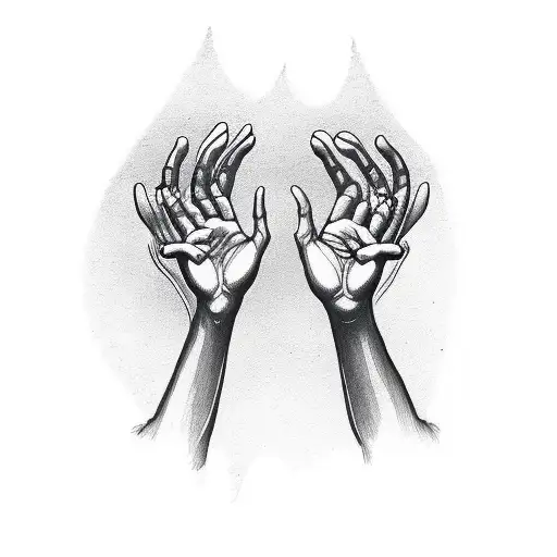 Hands and Angel Wings RIP DAD tattoo design idea