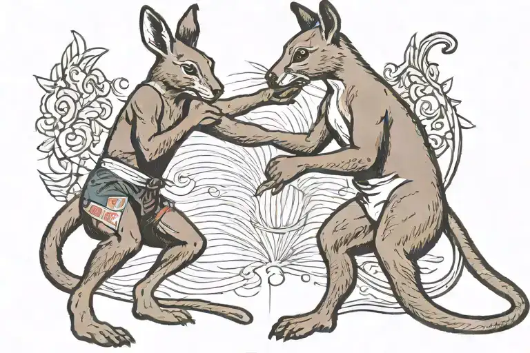 A men boxing a kangaroo tattoo design idea