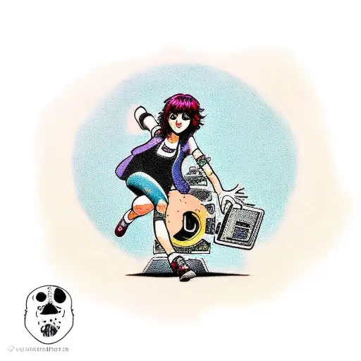 Scott Pilgrim and Ramona Flowers jumping through the door portal tattoo design idea